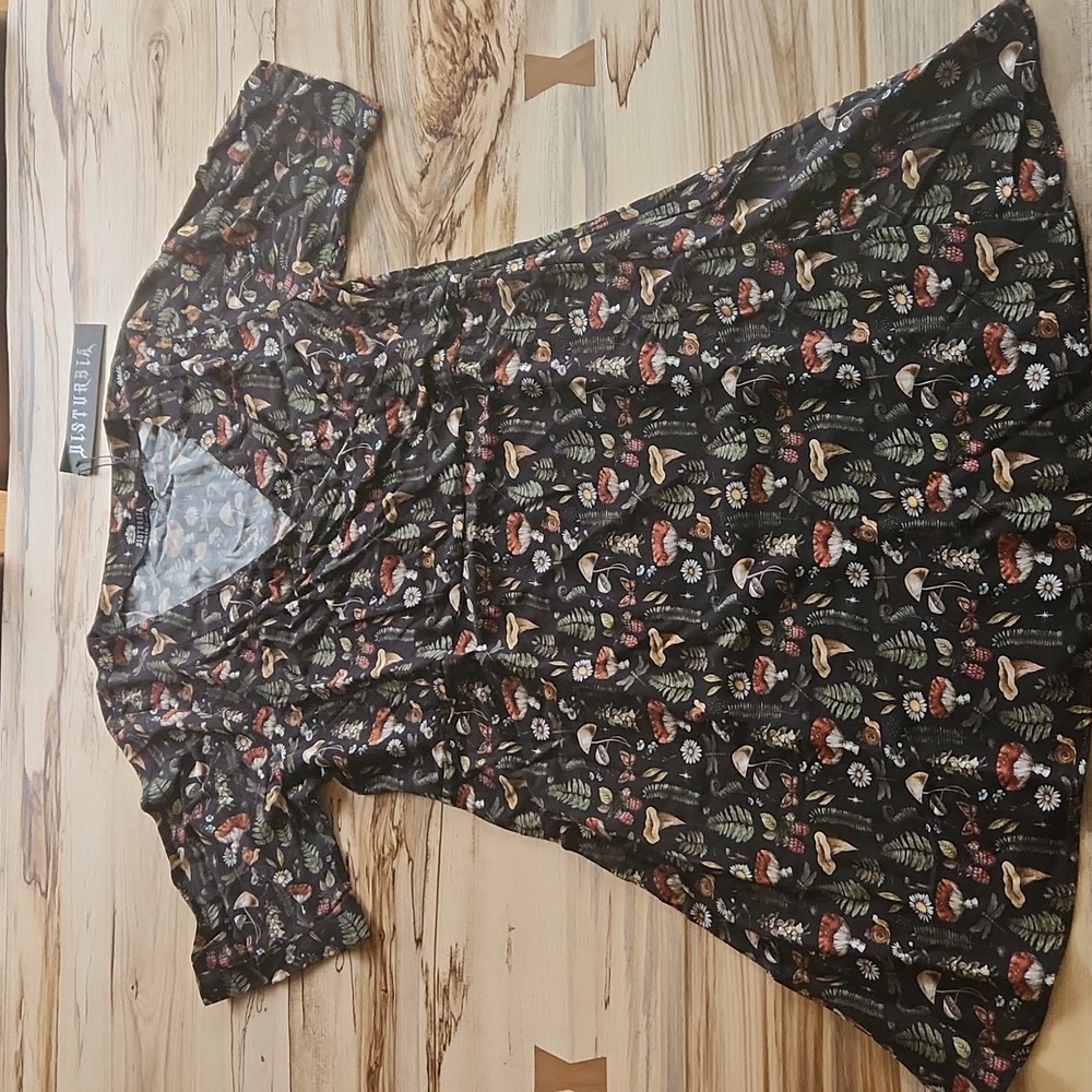 Disturbia Luthien Wrap Mini Dress Woodland Mushroom Print NWT